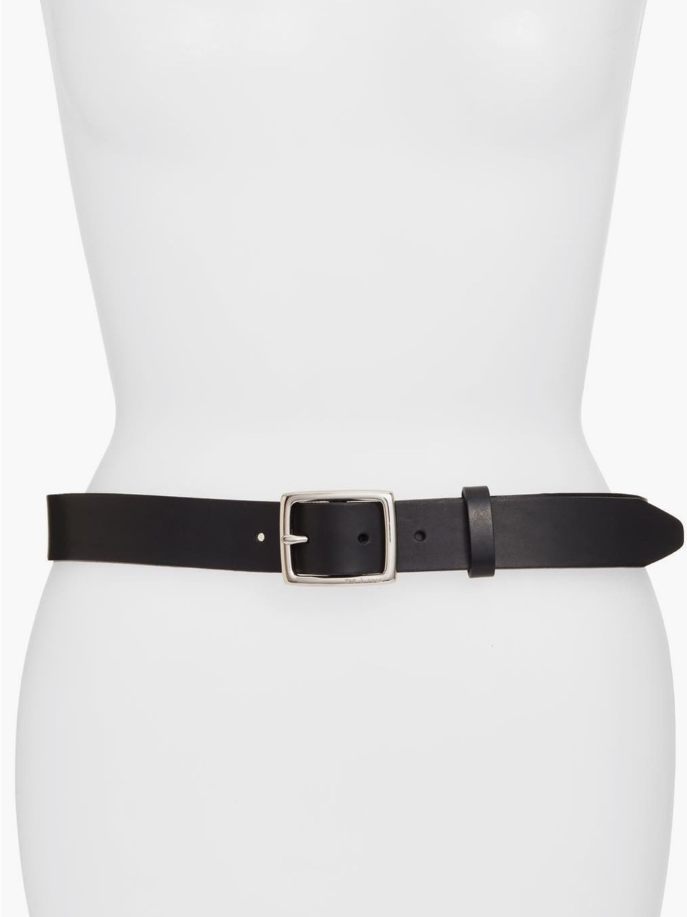 🖤rag & bone Black Leather Belt with Polished Silver Buckle